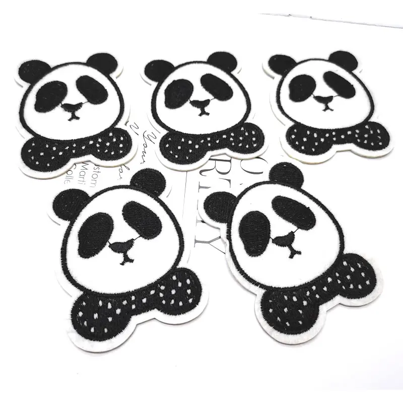 Вышитая панда Железная Ткань нашивка футболка шитье сделай сам аксессуары