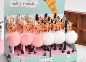 

new pretty Giraffe pendant gel pen cute cartoon neutral pen student prize pen office black write pen promotion gift pen 24pc/lot