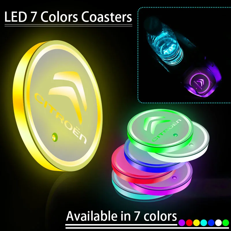 

1pcs USB Car Logo Light LED Cup Car Badge Lamp Pad Atmosphere Lamp For Citroens C1 C2 C3 C4 C5 C6 C8 C4L DS3 DS5 Car Interior