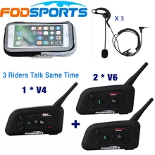 1 *V4+2 *V6Pro Interphone for Football Referee Coach Judger Bike Wireless Bluetooth Headset Intercom 3 User Talk Same Time