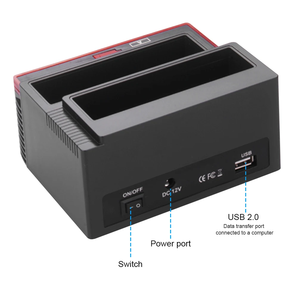 Deepfox 2.5 3.5 Sata Ide Hdd Docking Station Clone Hdd Gabinete Usb Portas Usb 2.0 tipo c Hub ms m2 xd cf sd tf Leitor de Cartão Caixa externa para HDD - Imagem 4
