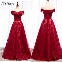 It's Yiya вечернее платье блёстки с аппликацией и вырезом лодочкой вечернее платье без Плеч платья Элегантное Принцесса бальное платье плюс размер E967