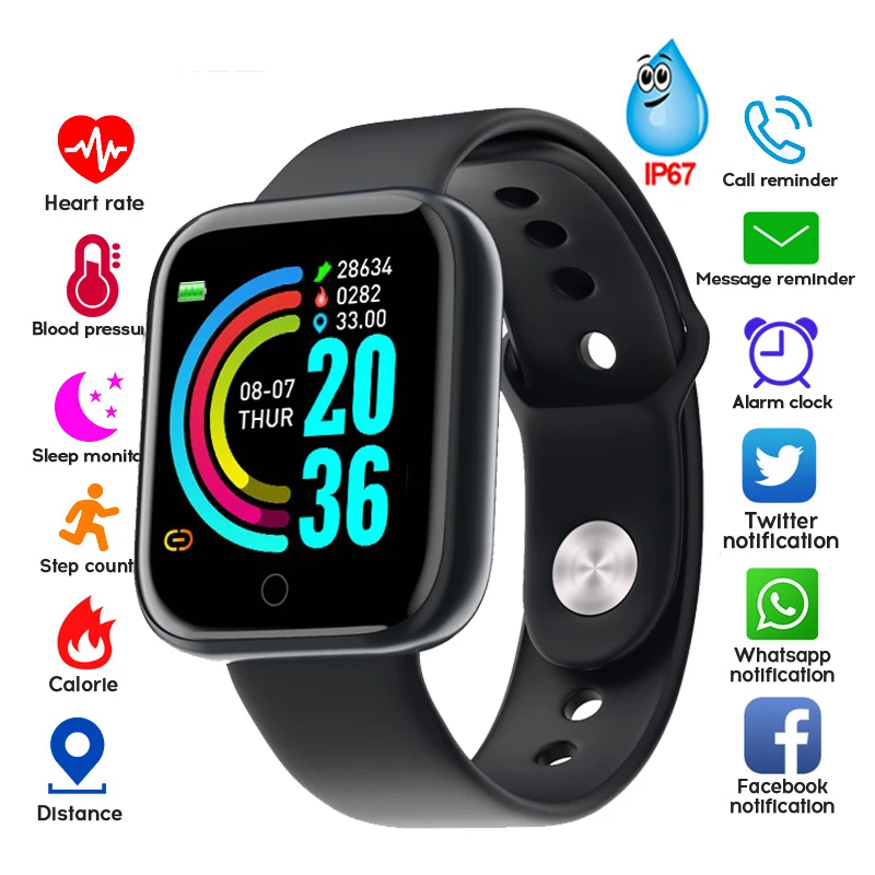 

Smart Watch Y68 Waterproof Bluetooth Sport SmartWatch Men For IPhone Xiaomi Fitness Tracker Heart Rate Monitor Women Smart Life
