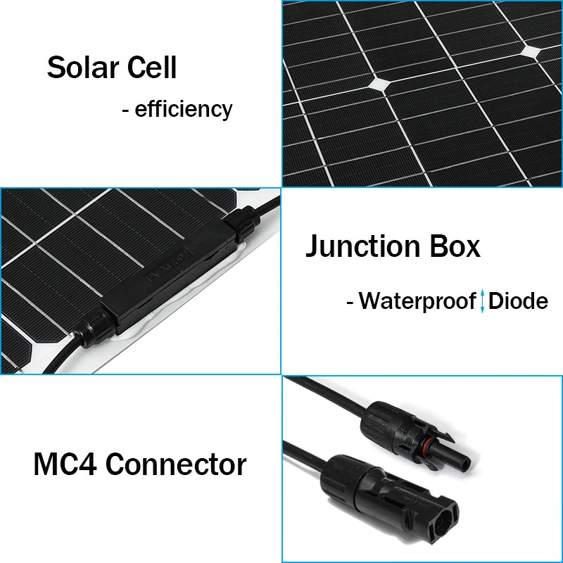 300W Панели солнечные 18V Semi Гибкая панель солнечной батареи из монокристаллического кремния Сотовый DIY MC4 кабель Водонепроницаемый открытый Батарея Зарядное устройство+ 40A Conrtoller