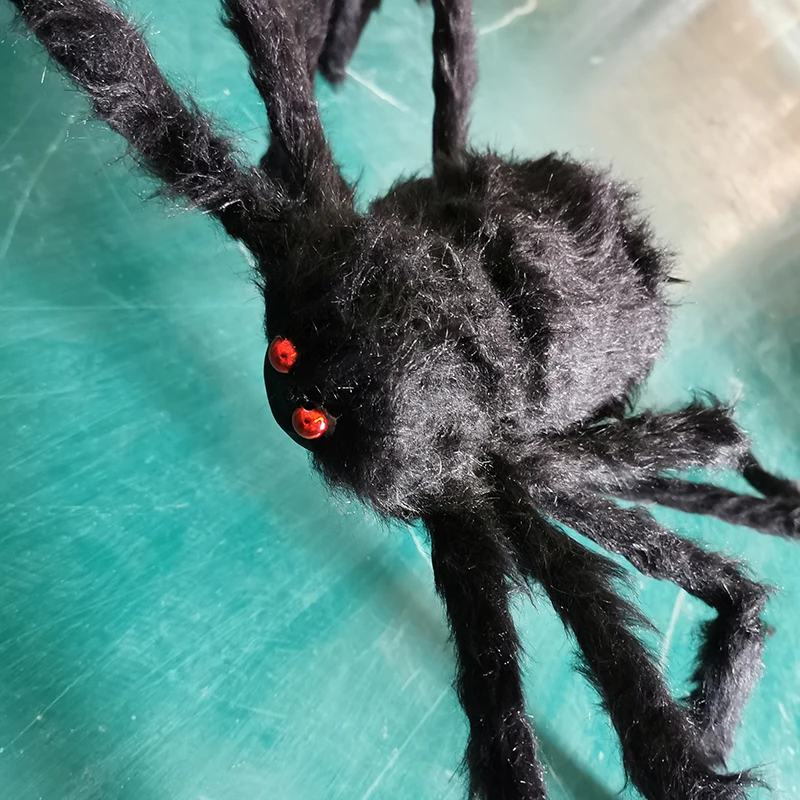 Halloween Super Big Plush Spider Decoration Kids Toy Giant Black Spider Web Party Outdoor Haunted House Decor Furry Hairy Spider