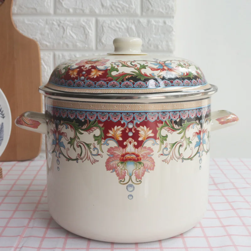Кастрюля для молока, эмалированный горшок, 9.5л, толстая Пароварка, кастрюля для тушения, рисовый баррель, цилиндрическая Пароварка, кухонные сковороды, кухонная посуда, Ollas, De Cocina