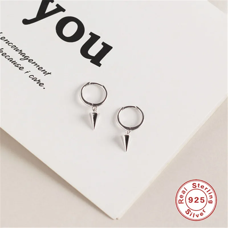 Silver ROXI винтажные маленькие серьги-кольца для женщин шестигранный конический кулон серьги вечерние ювелирные изделия серьги из стерлингового серебра 925 пробы - Окраска металла: Silver