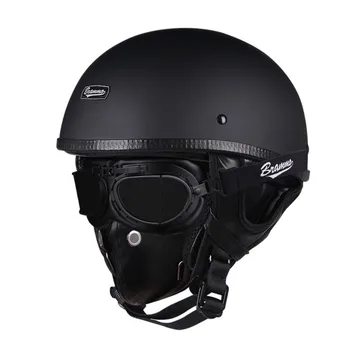 

Retro Skull half helmet Vintage Motorcycle helmet Electric Motorbike scooter helmet Moto casco with Goggles and Mask