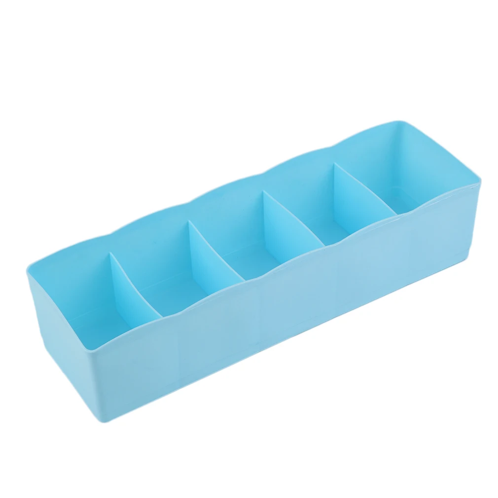 Пять сеток многофункциональное нижнее белье носки крошечные вещи коробка для хранения пластиковая коробка стол с ящиками Шкаф для спальни - Цвет: Синий