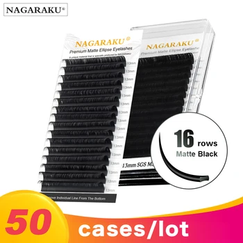

NAGARAKU 50cases 16rows Flat Ellipse Eyelashes Maquiagem Split Tips Ellipse Shaped Natural Light Magnetic Ellipse Lashes