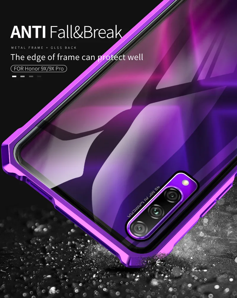 Роскошный Магнитный бампер, чехол для huawei Honor 9X Pro, рамка для телефона, металлическая броня, стекло, задняя крышка, huawei Honor 9X Pro, чехол на