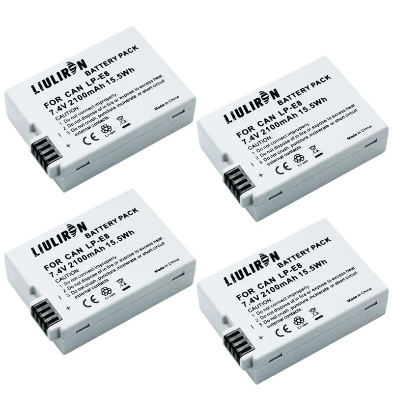 Аккумуляторы LP E8 LP-E8 LPE8 7 4 В 2100 мАч + двойное зарядное устройство для Canon EOS 550D 600D 650D