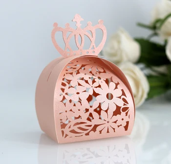 

50pcs Fancy Laser Cutting Hollow Flower Candy Box Chocolate Wedding Birthday Favors Gift Box for Party Decor Supplies Favors Bag