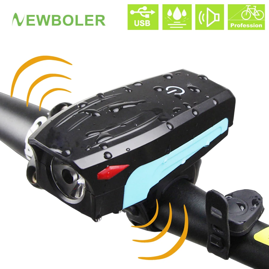 Cheap NEWBOLWE 400 lumens Bicycle Light With Horn Bike Front Light USB Rechargeable Cycling Headlight Mountain Bike Flashlight Speaker 0
