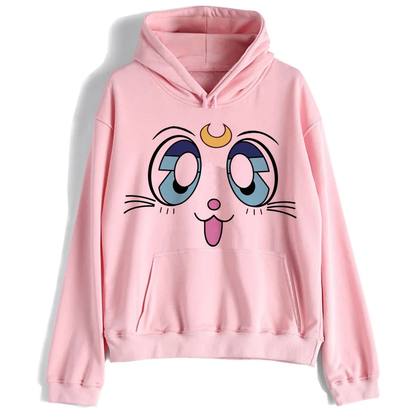 Сейлор свитшот с Луной harajuku уличная Корейская ulzzang Толстовка kawaii 90s мультфильм пуловеры новая одежда негабаритных с капюшоном