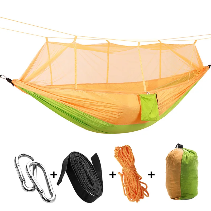 

High Quality Outdoor Camping Hammock with Mosquito Net High Strength Parachute Fabric Hanging Bed Hunting Sleeping Swing