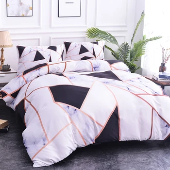 

Home textile bedding 3D printing luxury colorful geometric print wave stripe texture quilt cover pillowcase set