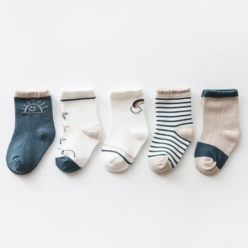 5 пар/лот; носки для малышей; осенние носки для маленьких девочек; хлопковые носки для новорожденных с героями мультфильмов; носки для маленьких мальчиков; одежда для малышей; аксессуары - Цвет: 2