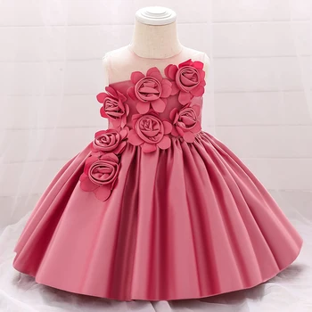 

2020 New Newborn Baby Girl Birthday Dress Toddler Petal Lace Sleeveless Girl Dress Infant Wedding Princess Party Sweet Dresses