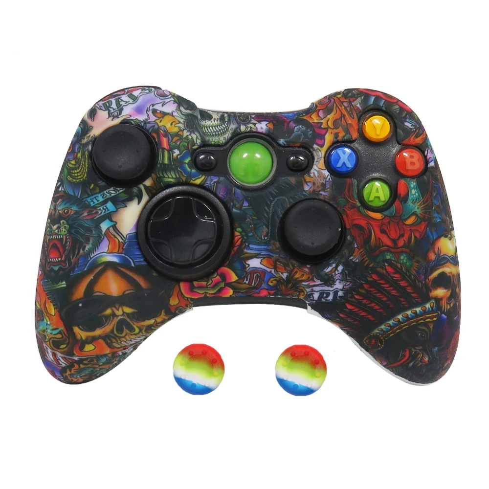 ZOMTOP защита для переноса воды с принтом кожи для Microsoft Xbox 360 проводной/беспроводной контроллер силиконовый чехол Крышка крышки - Цвет: Devil