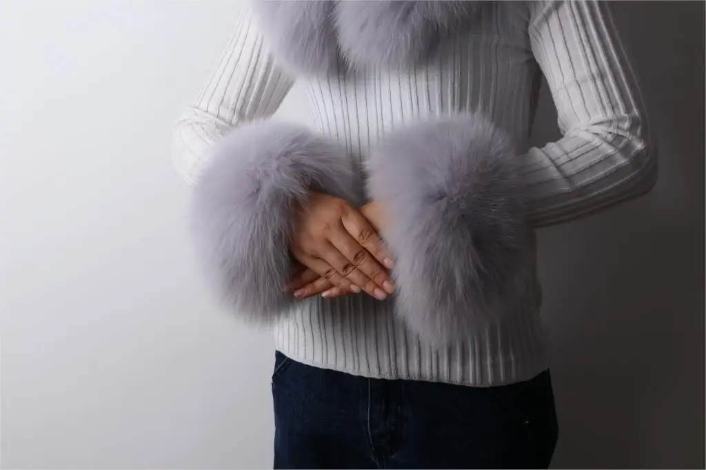 ZDFURS* высококачественные манжеты из лисьего меха горячая Распродажа наручных грелок из натурального Лисьего меха манжета для рук теплые женские браслеты браслет из натурального меха перчатки