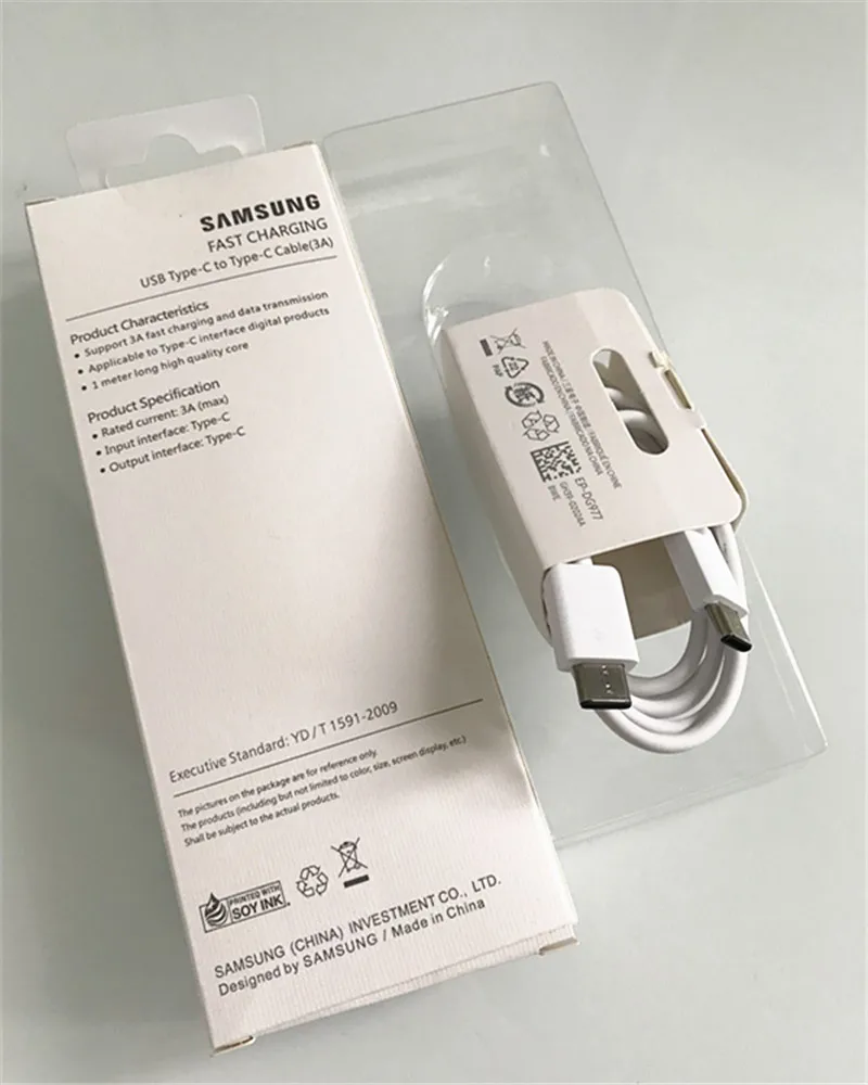 Кабель samsung PD, 1 м, 3 А, быстрая зарядка, usb type-C-type-C, Дата-кабель для Galaxy Note 10 Plus, S10, S10E, S9, A90, Xiaomi 9