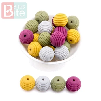 

Lassen sie machen Silikon Perlen Beißringe 15mm 20 stücke DIY Gewinde Silica Perlen BPA FREI 4-6 Monate spirale Food Grade Silik