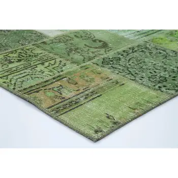

144x198 Cm Green Handmade Patchwork Rug-5x6 Ft