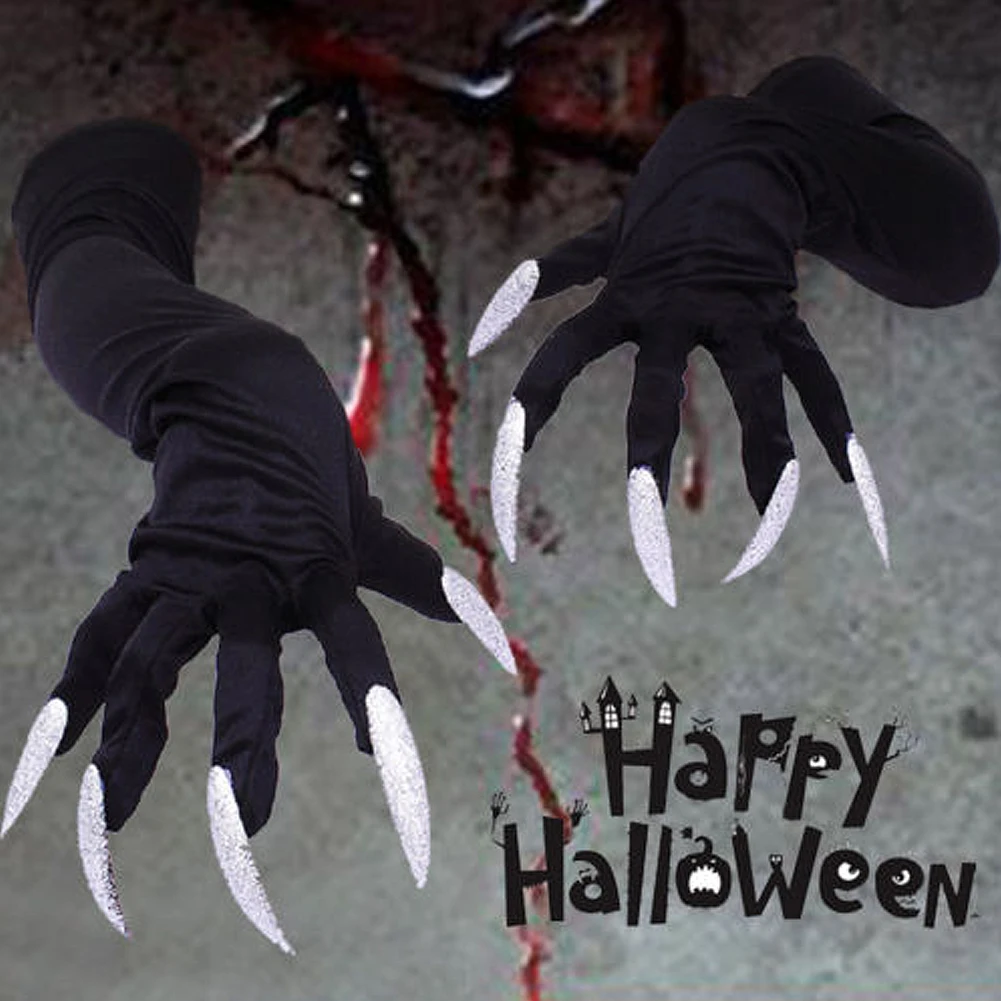 Us Stock Halloween Long Nails Gloves Witch Cosplay Costume Party Unisex Scary Props Black Party Diy Decorations Aliexpress