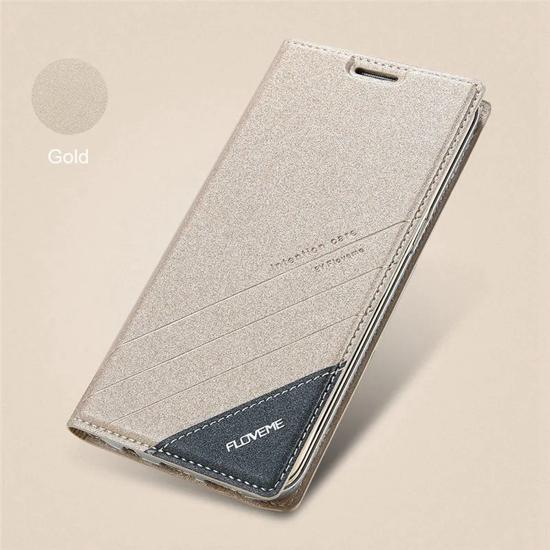 Чехол Floveme для Galaxy S8 S9 Plus Note 9 S6 Флип кожаный чехол для samsung Galaxy Note 5 4 S6 S7 Edge Plus - Цвет: gold