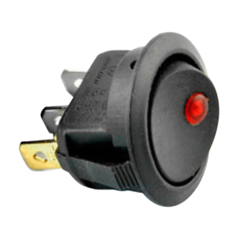 

ON-OFF LED Switch 3 Pins Accessory DC 12V Car Auto Round Rocker Red Light