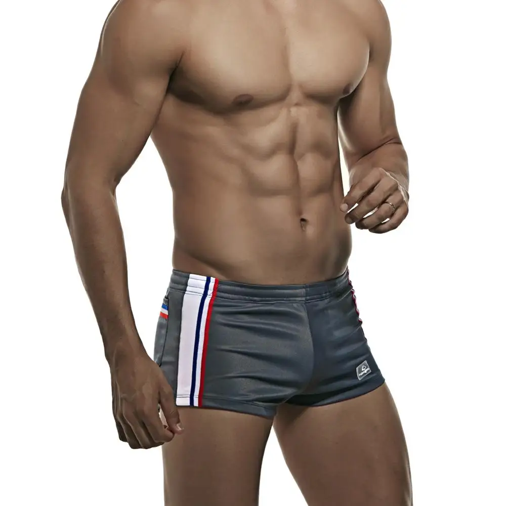 Мужские короткие шорты для плавания, сёрфинга, купальный костюм, ", для бега, тренировки, спортзала, спортивные штаны, сексуальные, Ретро стиль - Цвет: Серый