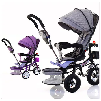 

Baby Tricycle Folding Bicycle Three Wheel Baby Bike Stroller Swivel Seat Baby Carriage Pushchair Buggy Pram for Kids Trolley