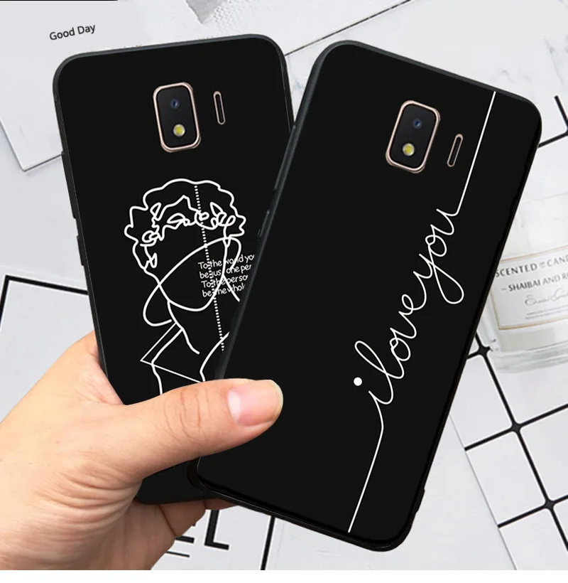 Чехол для телефона samsung J2 Core J260 J260F J260G силиконовый черный ТПУ межзвездная Луна линия чехол для samsung J2 Core J260F