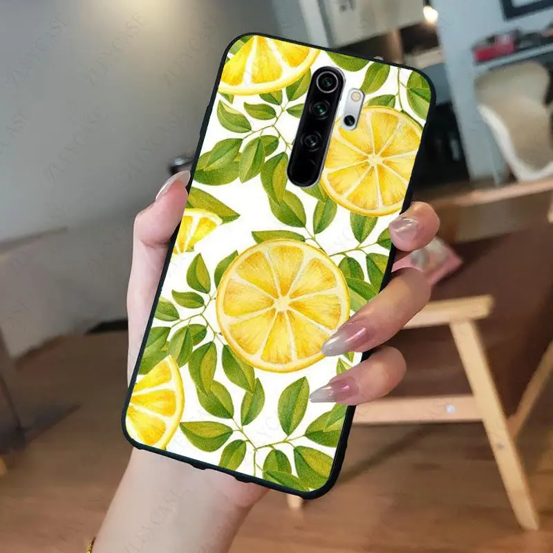 Summer green leaves fruit lemon peach pomegranate grapes Phone Case for redmi note8pro 7 note5 note6pro 7A 8A 8T note9s note9pro xiaomi leather case glass Cases For Xiaomi