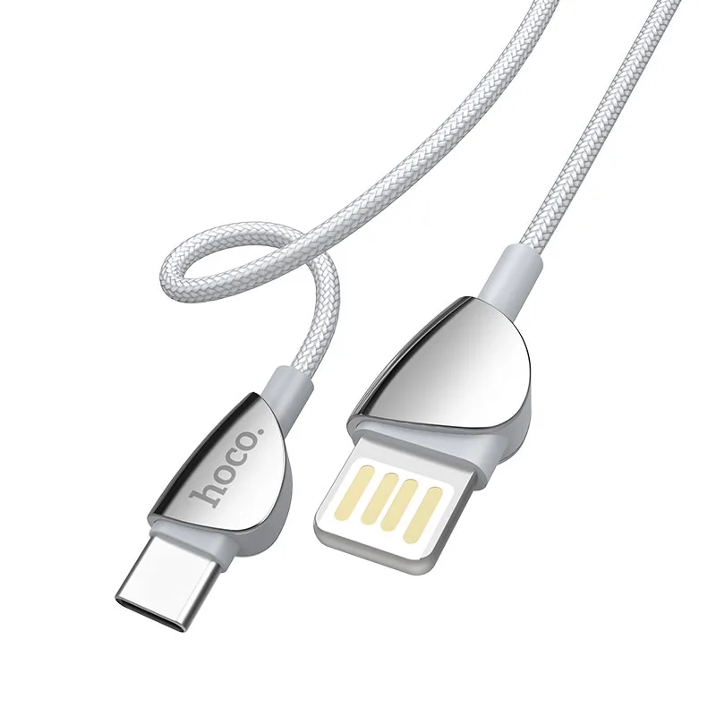 silver for Type C HOCO U62 27 шт./лот 1,2 м нейлоновый USB двусторонний кабель для iPhone кабель Micro кабель для samsung USB кабель зарядное устройство провод - Цвет: silver for Type C