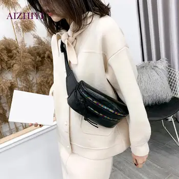 

Fashion Fanny Chest Bag for Teen Girls Women Colorful Zipper Purse Female PU Leather Casual Crossbody Shoulder Pack