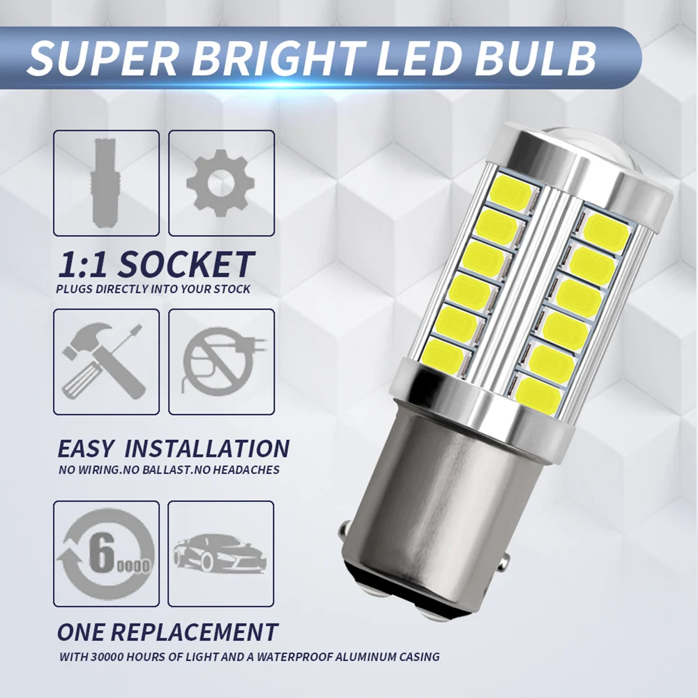 2 шт. 1156 5730 33SMD Автомобильный светодиодный светильник заднего хода с сигналом поворота, Сменные лампы для автомобиля JA55