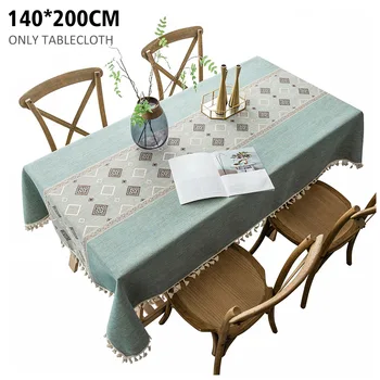 

Protector Table Cloth Embroidery Tassel Home Decor Restaurant Cafes For Kitchen Dining Room Breathable Cotton Linen Classical