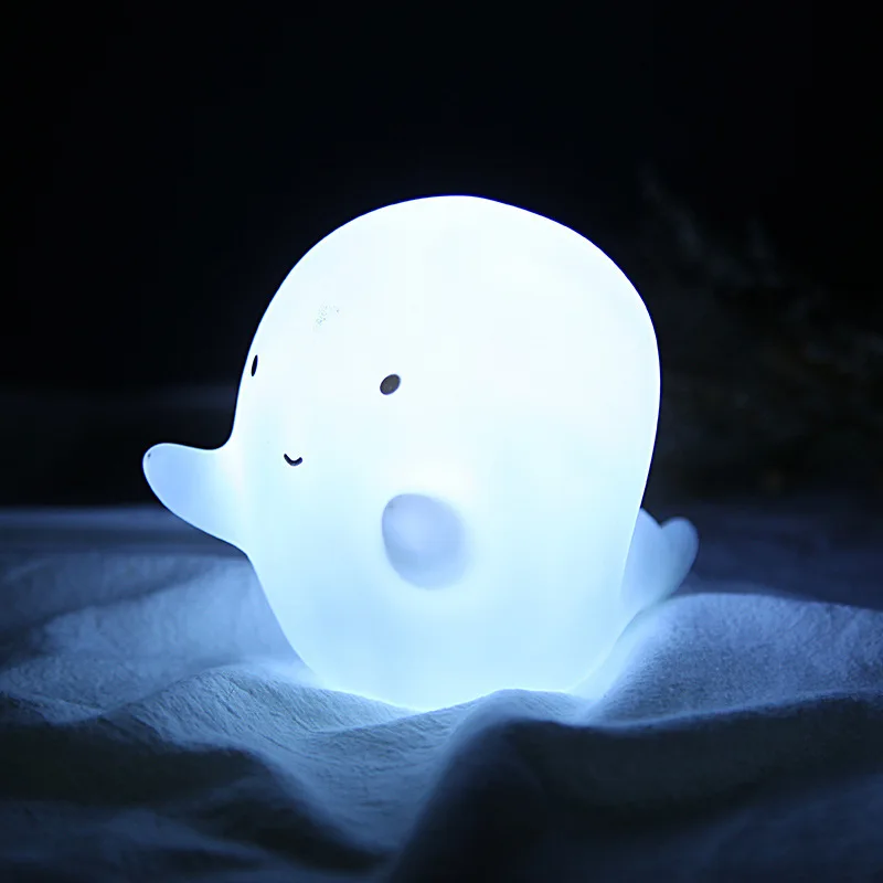 ghost Светодиодный ночник с милыми красочными животными для детской комнаты, для кормления, креативная игрушка динозавра, силиконовая детская настольная лампа для спальни, детская теплая светящаяся лампа - Испускаемый цвет: ghost