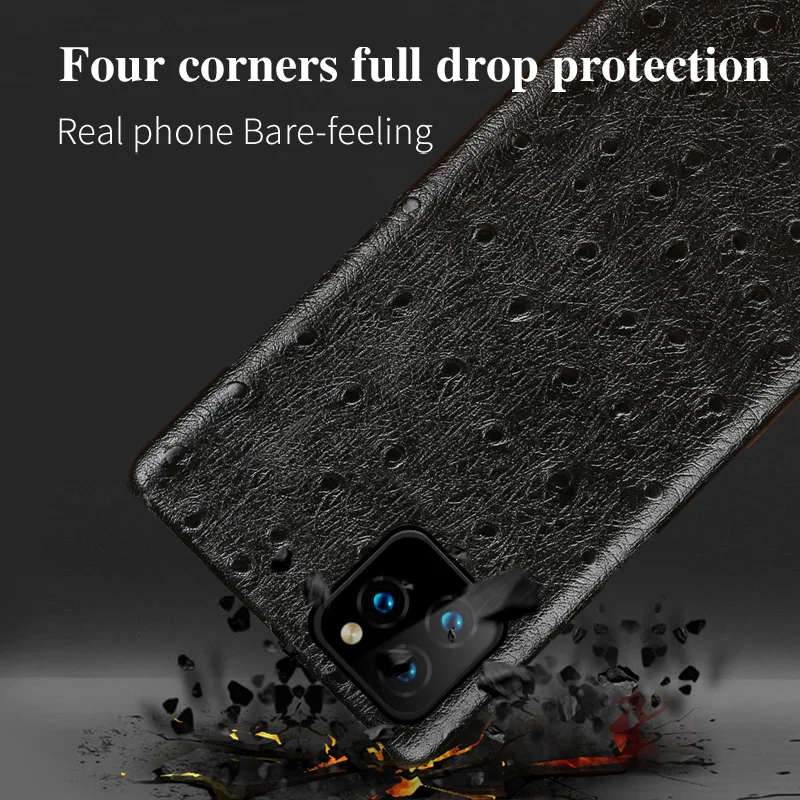 Натуральная коровья кожа чехол для телефона для iphone 11 11Pro 11 Pro Max X XR XS MAX 8 Plus 5 SE 6 8 6s 7 Plus роскошный страусиный зернистый чехол