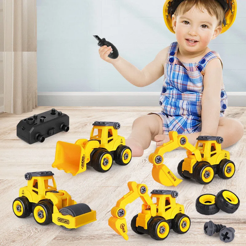 

Baby Classic Simulation Engineering Car Toy For Boys Excavator Model Kit Assembled Truck Puzzle DIY Disassembly Vehicles Toys