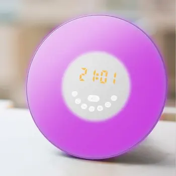 

Colorful LED Electronic Alarm Clock Simulated Sunrise And Sunset Nature Wake-Up Sleep Music Colorful Night Light