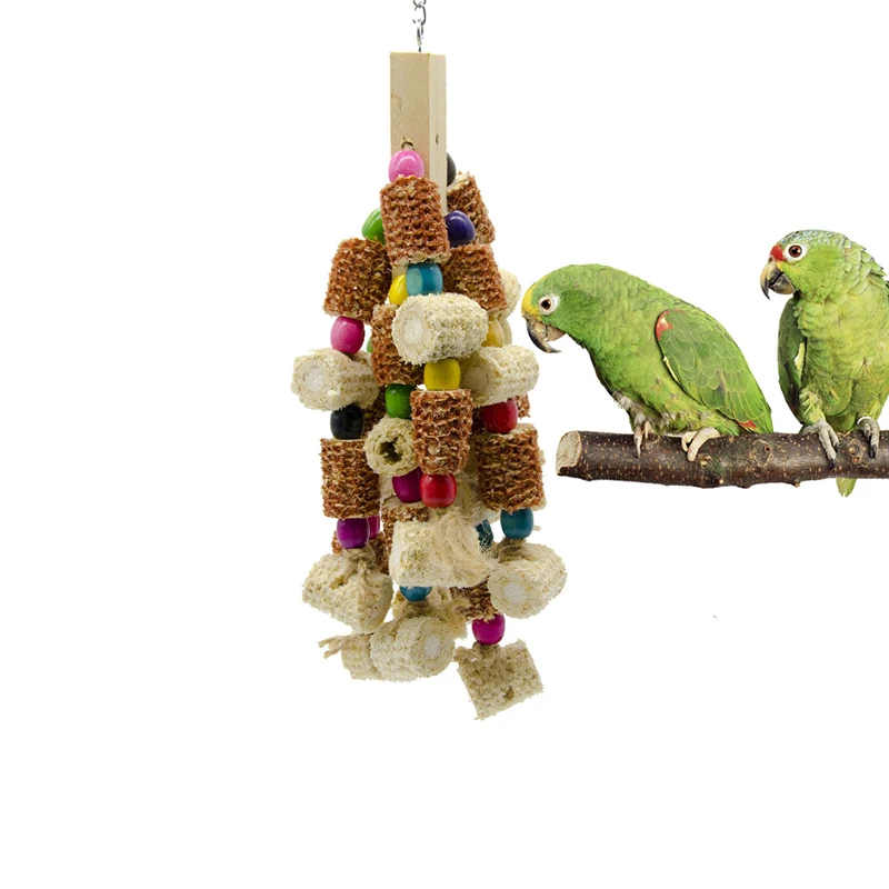 

Parrot Bird Chew Toy Wooden Column Corn Cob Colored Bead Climb Swing Bite String Toy Primary Ecological Hanging Cage Accessories