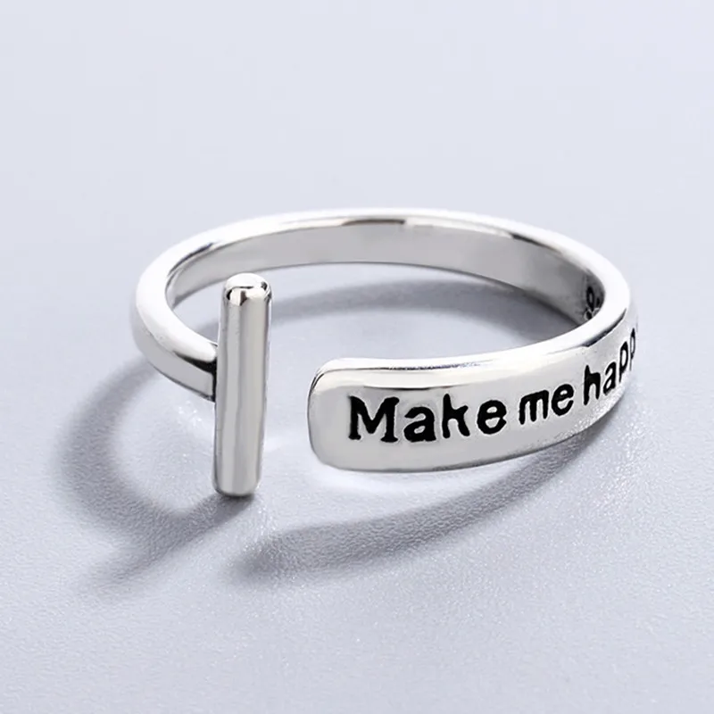 

Simple Personality Letter Ring Retro Silver Plated Opening Ring Charm Women's Leisure Party Jewelry Anniversary Birthday Gift