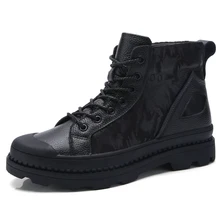 Новинка года; высококачественные мужские ботинки черного цвета; модные роскошные брендовые Зимние ботильоны из натуральной кожи; зимние мужские ботинки в байкерском стиле