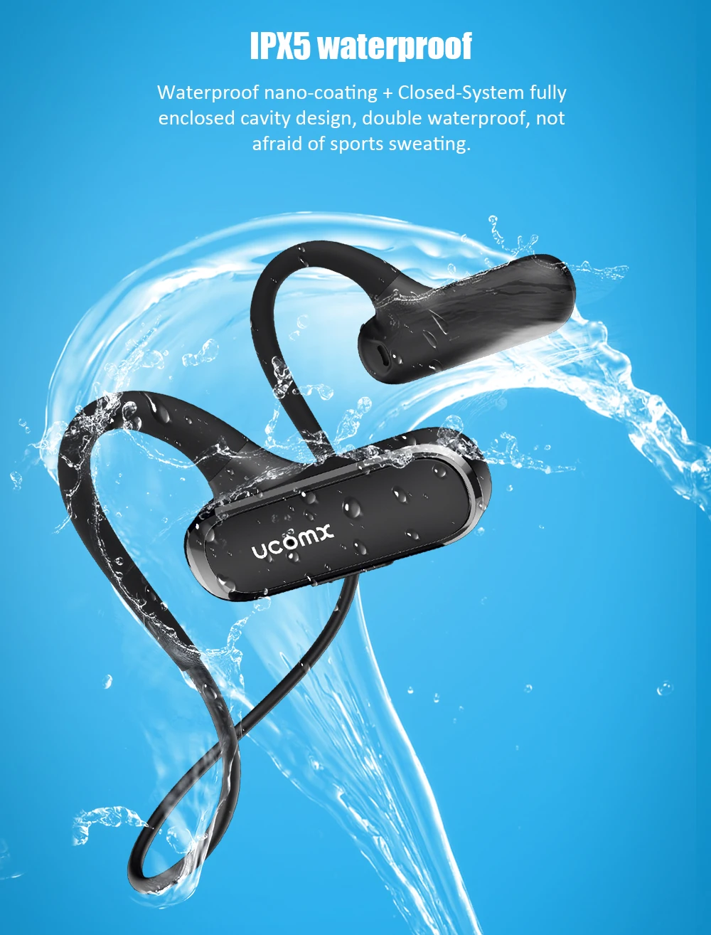 UCOMX G56 Bluetooth наушники 5,0 с микрофоном открытые наушники Беспроводная гарнитура спортивные Bluetooth наушники для iPhone samsung Xiaomi