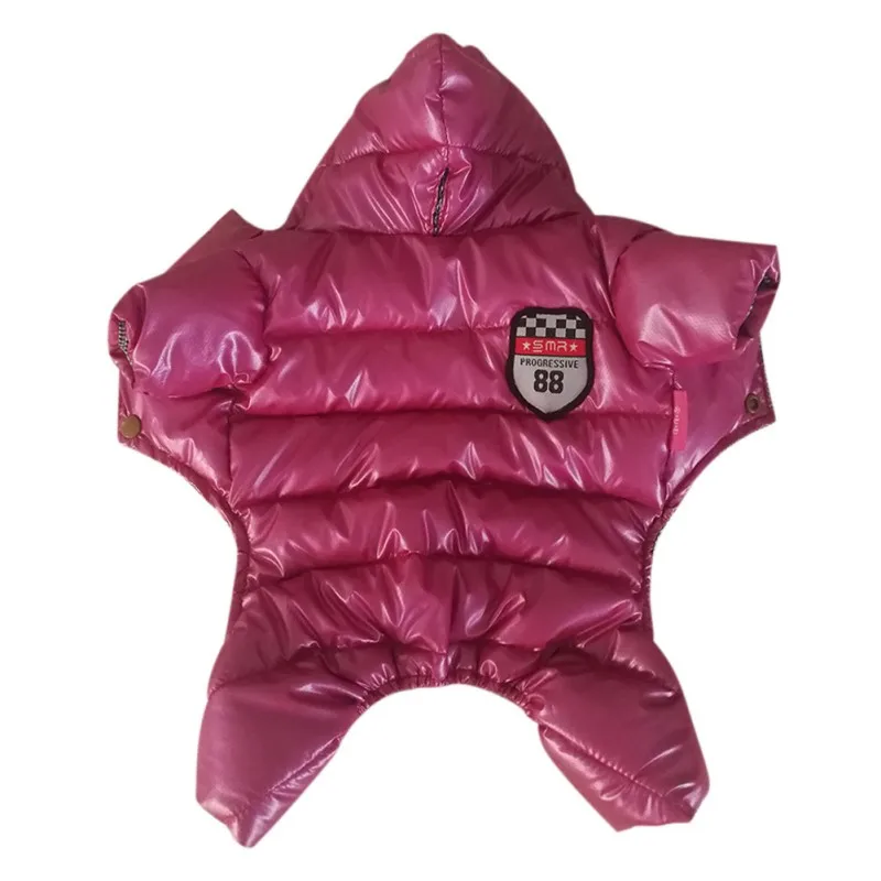 Теплая куртка с капюшоном для собак, зимняя одежда, ветронепроницаемый пуховик с хлопковой подкладкой для маленьких средних собак, чихуахуа, Йоркшира - Цвет: Красный