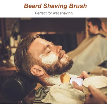

Shaving Brush Beard Brush with White Plastic Handle Mustache Brush for Beard Grooming Styling Shaving Tool