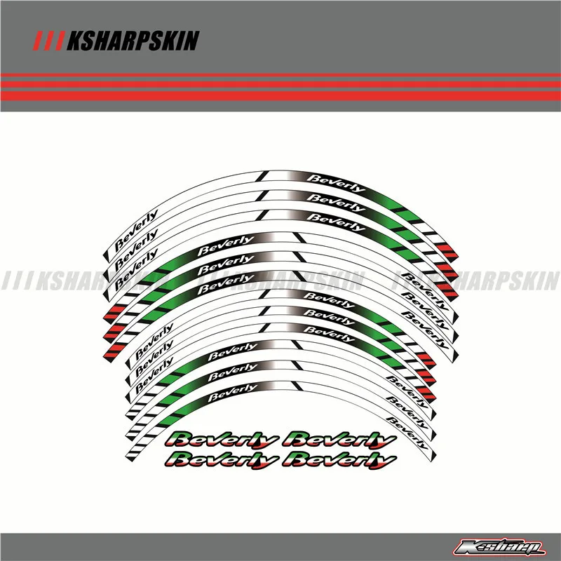 12 X толстый край внешний обод наклейки в полоску колесные наклейки подходят для всех Piaggio beverly 125 250 350 500 16''14''
